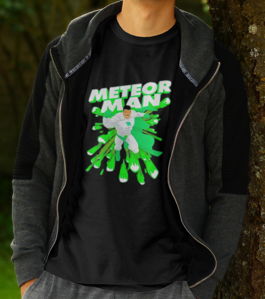 Meteor Man Heroic Pose With Green Comet Effect T-Shirt