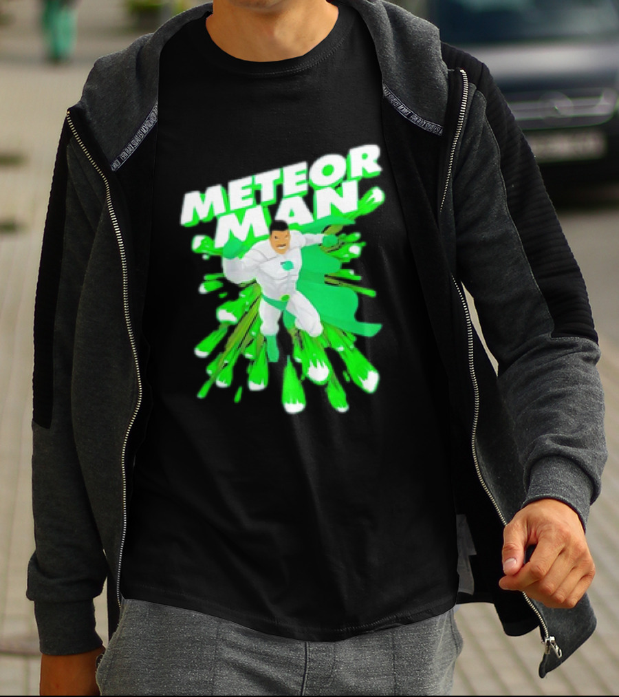 Meteor Man Heroic Pose With Green Comet Effect T-Shirt