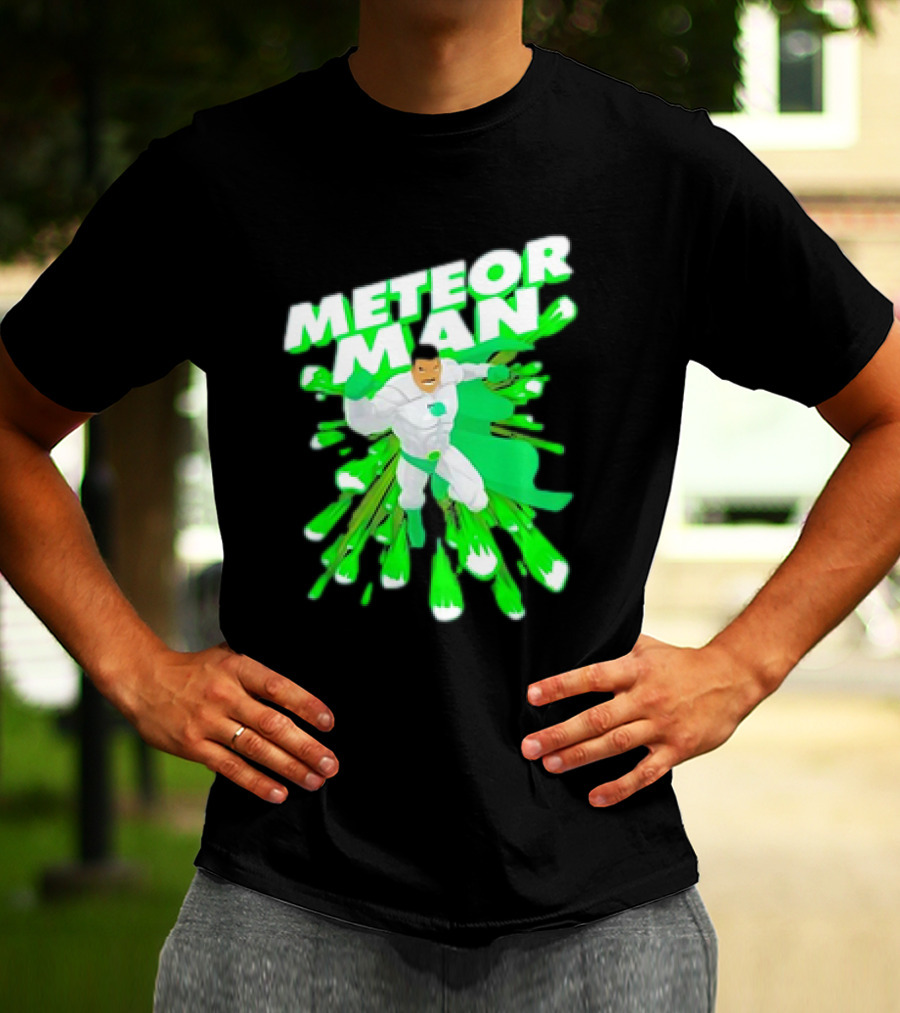 Meteor Man Heroic Pose With Green Comet Effect T-Shirt