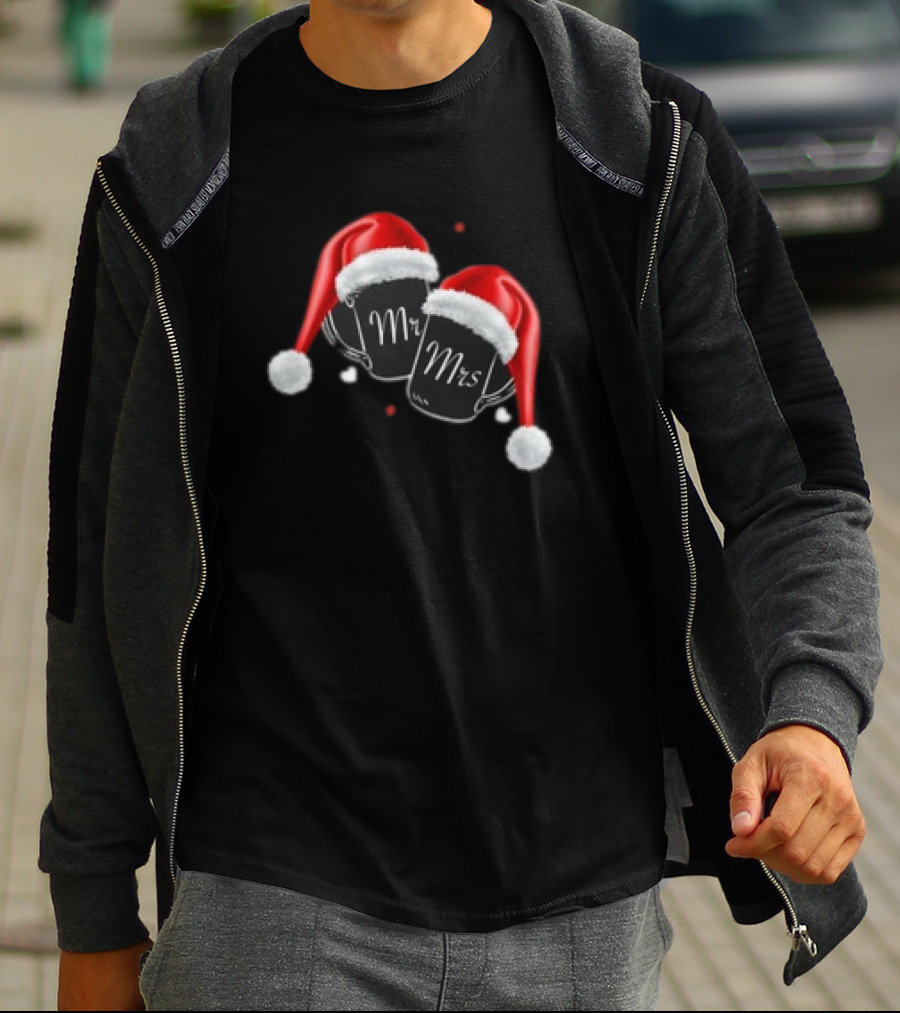 Mr Mrs Santa Hats Festive Christmas T-Shirt