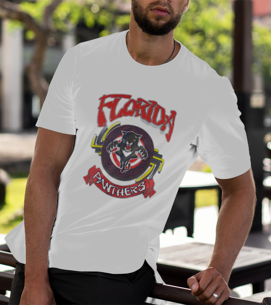 Florida Panthers Bold Design Logo With Fierce Panther T-Shirt