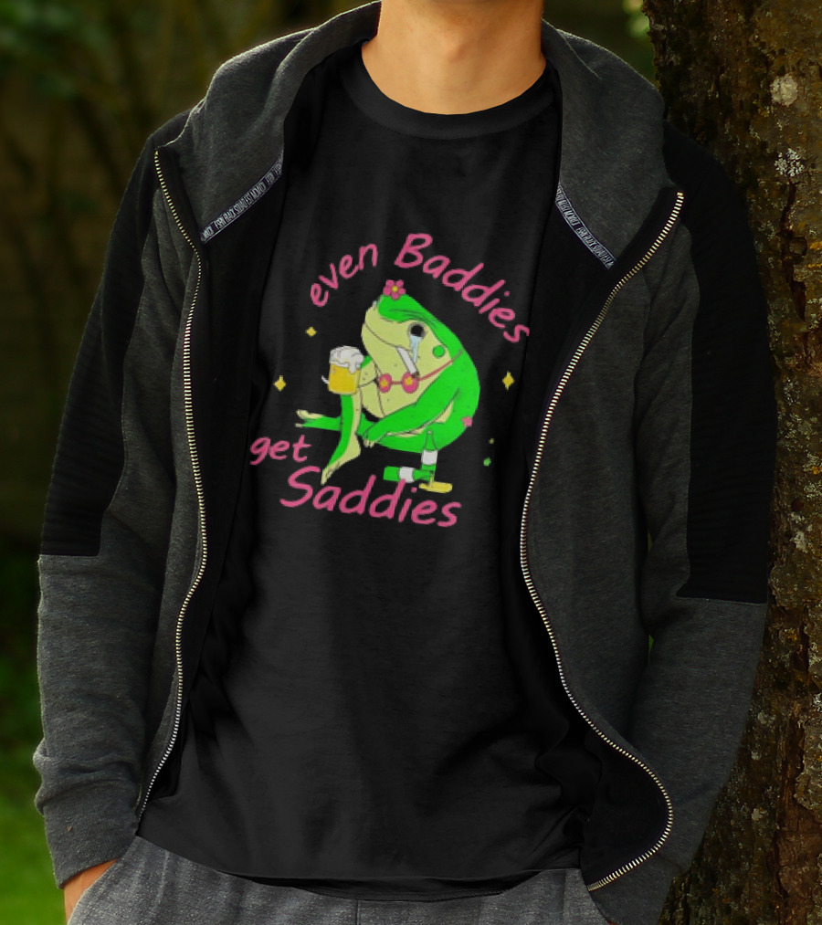 Even Baddies Get Saddies Drunk Frog With Beer And Cigarette T-Shirt