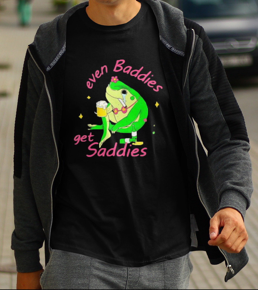 Even Baddies Get Saddies Drunk Frog With Beer And Cigarette T-Shirt