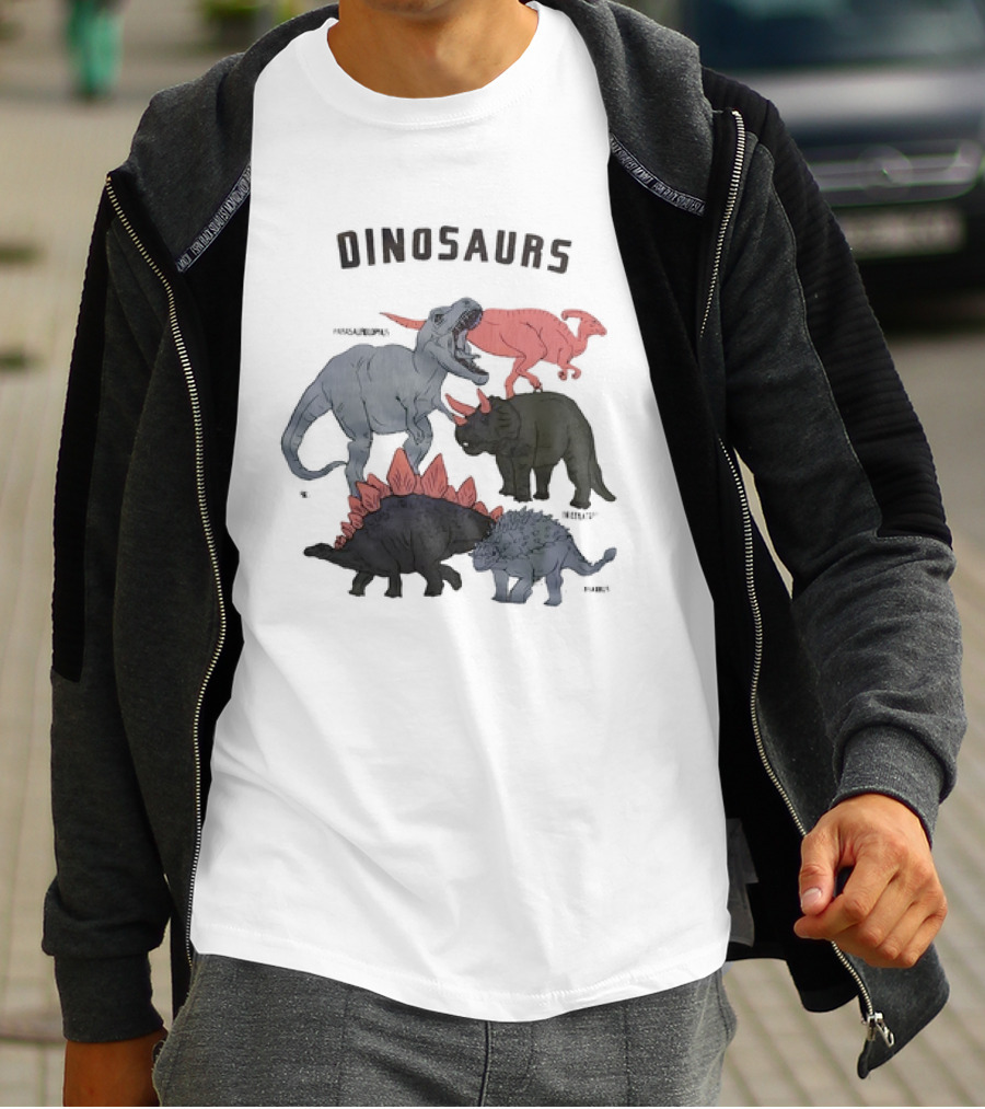 Dinosaurs Parasaurolophus Triceratops Rex Stegosaurus Ankylosaurus T-Shirt