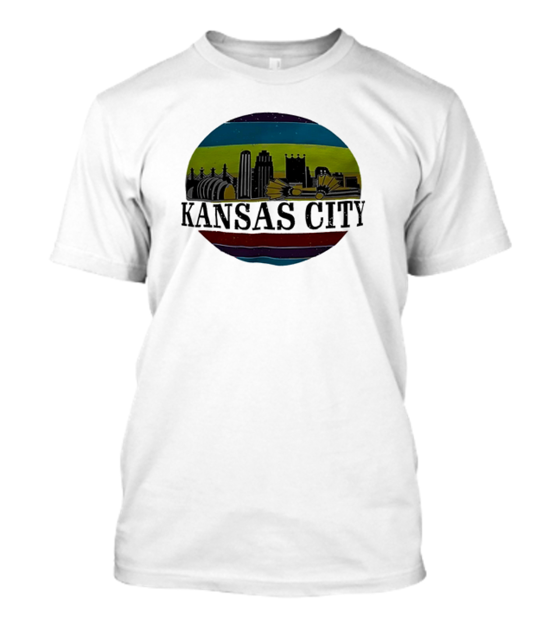 Kansas City Vintage Skyline Retro Stripes T-Shirt