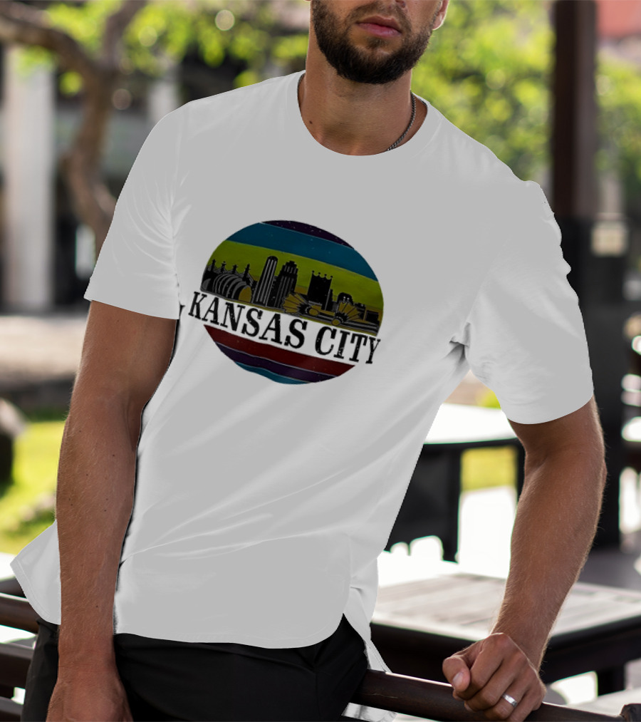 Kansas City Vintage Skyline Retro Stripes T-Shirt