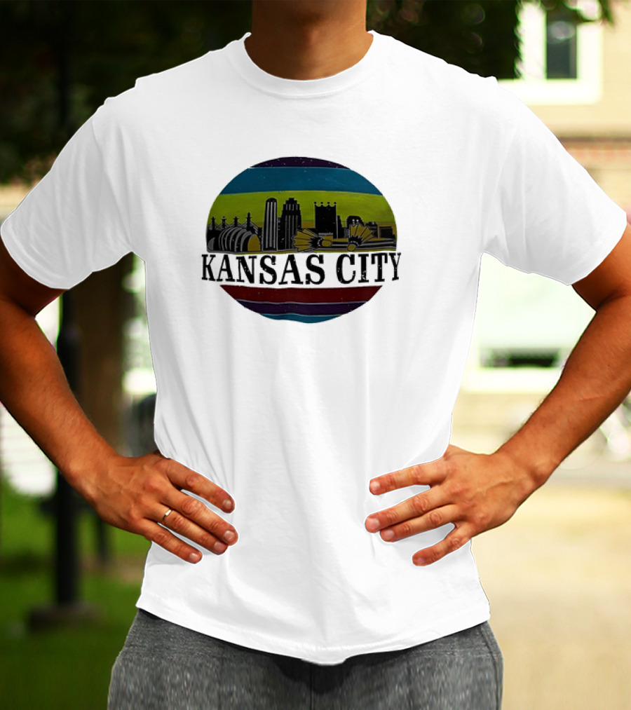 Kansas City Vintage Skyline Retro Stripes T-Shirt