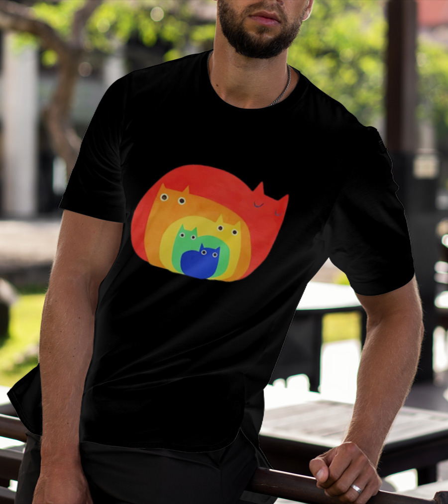 Rainbow Cats Pattern Layers T-Shirt