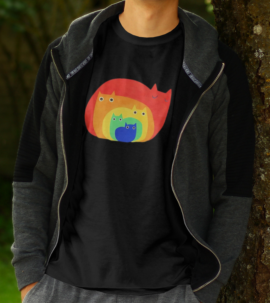 Rainbow Cats Pattern Layers T-Shirt