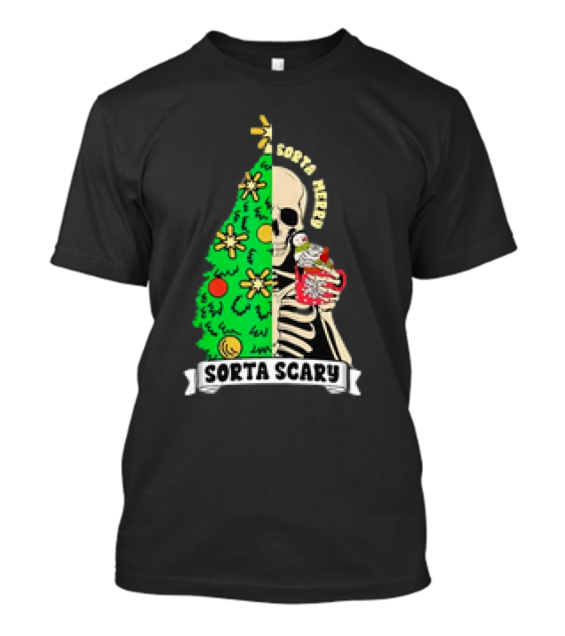 Sorta Merry Sorta Scary Christmas Skeleton Xmas Tree T-Shirt