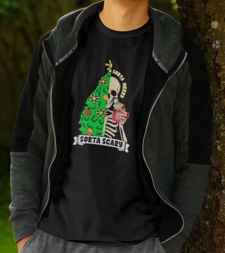 Sorta Merry Sorta Scary Christmas Skeleton Xmas Tree T-Shirt