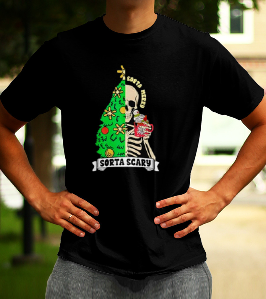 Sorta Merry Sorta Scary Christmas Skeleton Xmas Tree T-Shirt
