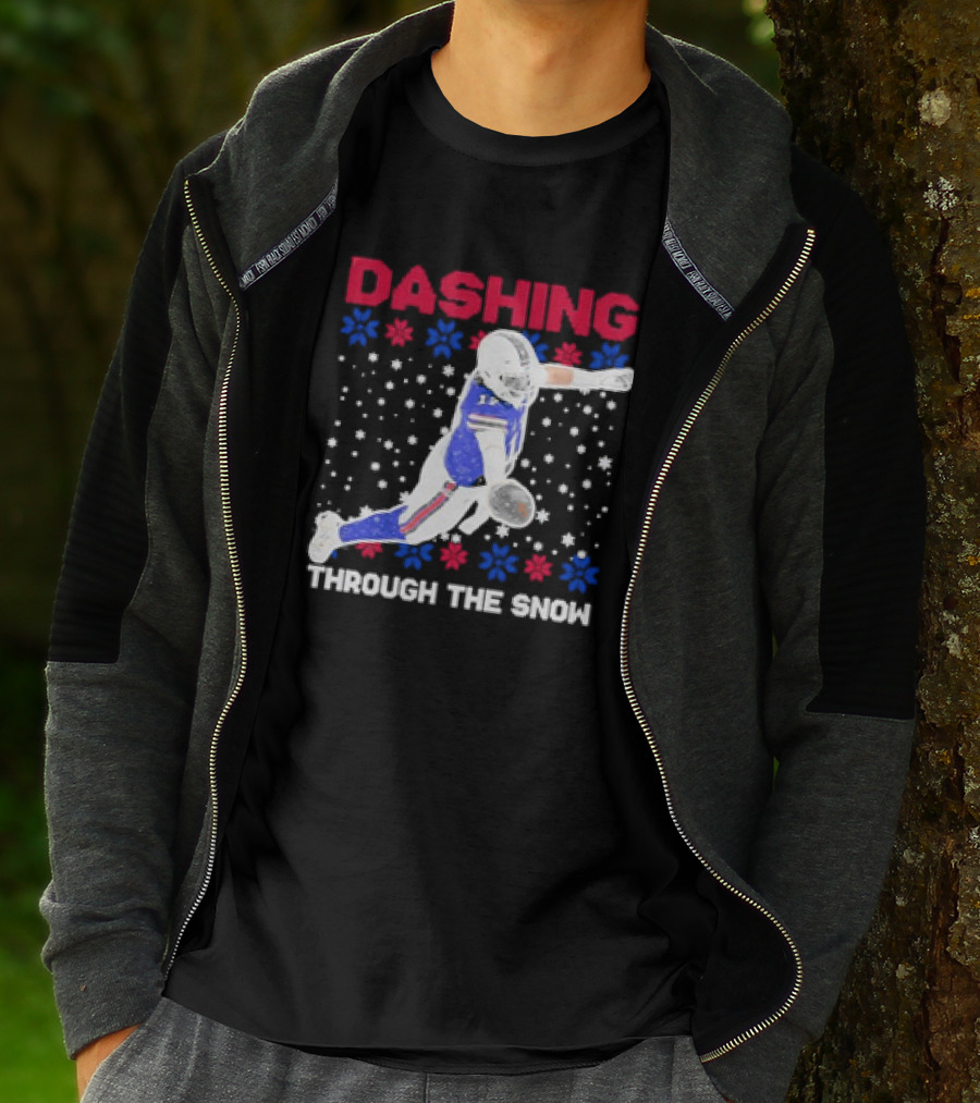 Josh Allen Buffalo Bills Dashing Through The Snow Holiday Football T-Shirt