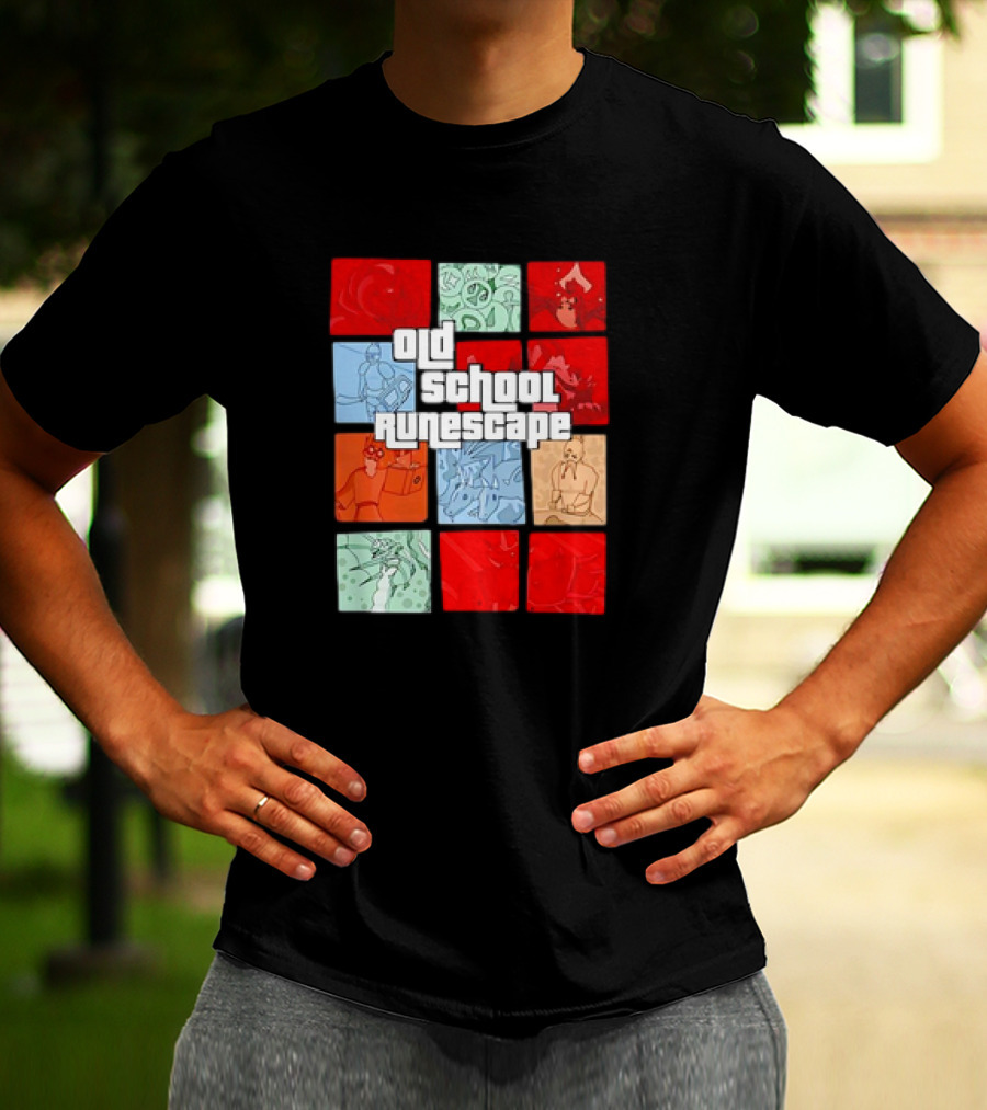 Old School RuneScape Pixel Art Character Collage T-Shirt