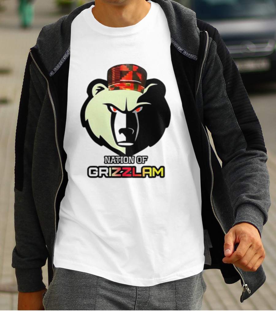 Nation Of Grizzlam Bear Logo With Camo Hat T-Shirt