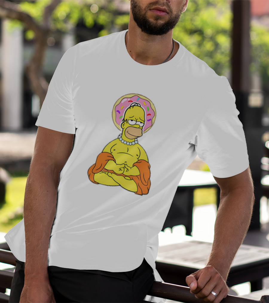 Simpsons Homer Buddha Donut Halo Meditation T-Shirt