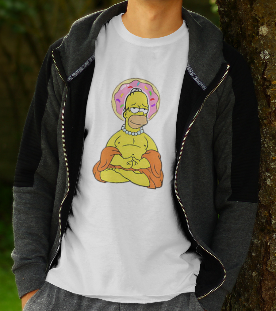 Simpsons Homer Buddha Donut Halo Meditation T-Shirt