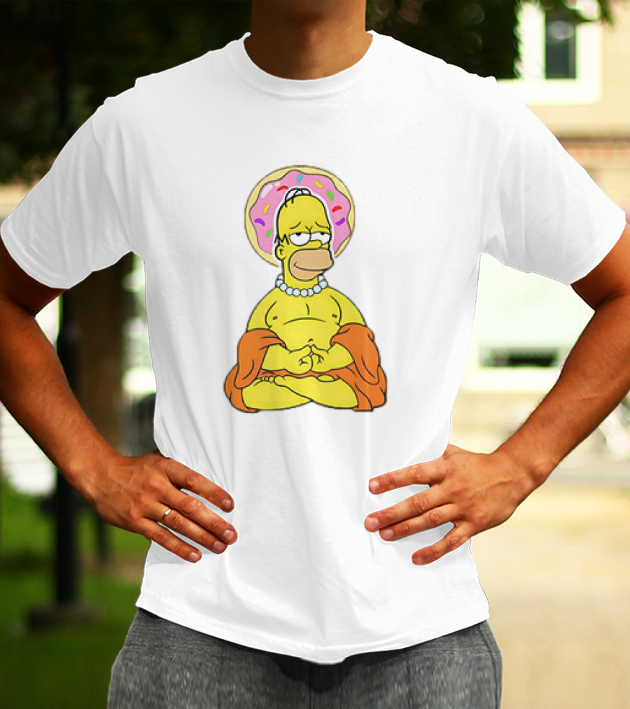 Simpsons Homer Buddha Donut Halo Meditation T-Shirt