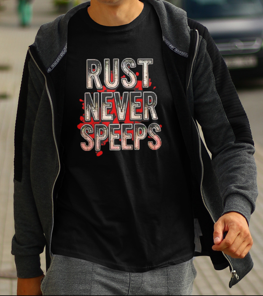 Rust Never Speeps Vintage Grunge Red Splatter T-Shirt