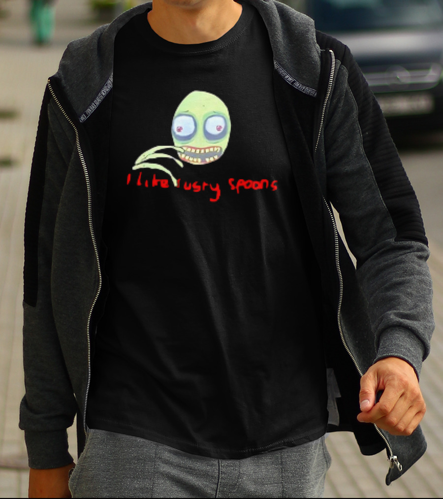 Salad Fingers I Like Rusty Spoons Green Character Face T-Shirt