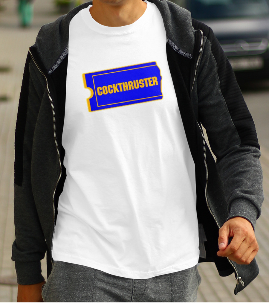COCKTHRUSTER Blue And Yellow Ticket T-Shirt