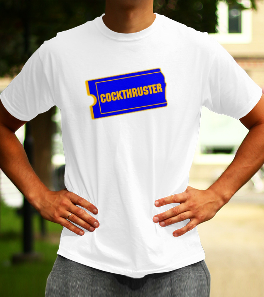 COCKTHRUSTER Blue And Yellow Ticket T-Shirt