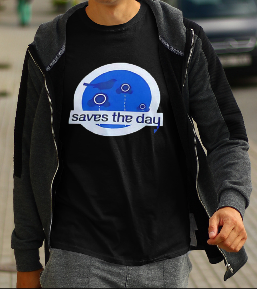 Saves The Day Bird Circular Icon Blue Background T-Shirt