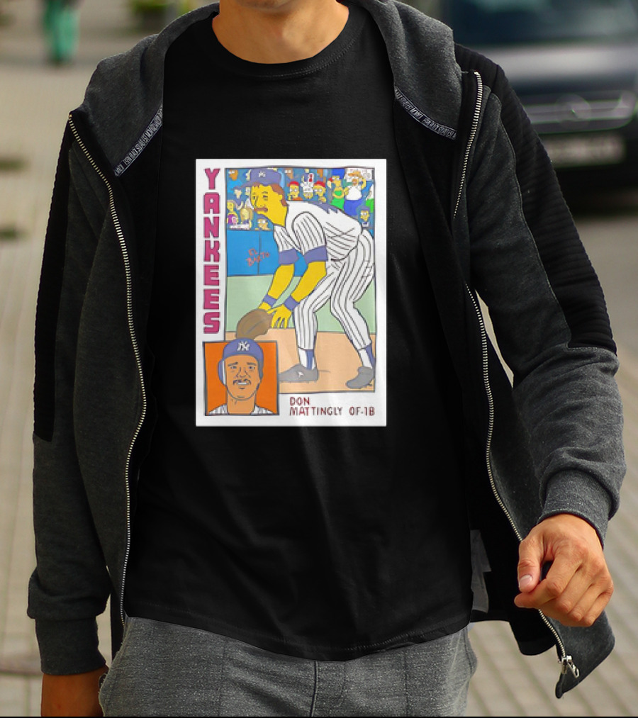 Yankees Don Mattingly OF-1B Simpsons Style Baseball Card T-Shirt