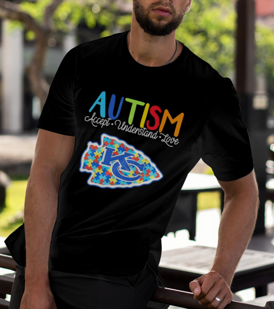 Kansas City Chiefs Autism Accept Understand Love Puzzle T-Shirt