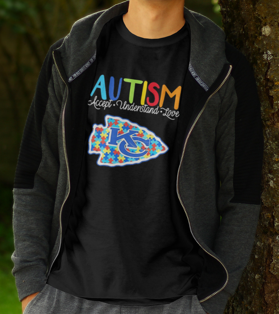 Kansas City Chiefs Autism Accept Understand Love Puzzle T-Shirt