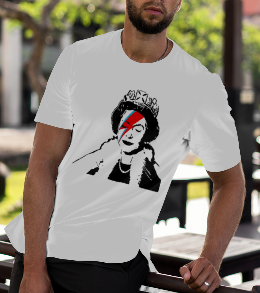 Queen Elizabeth Bowie Lightning Face Paint T-Shirt