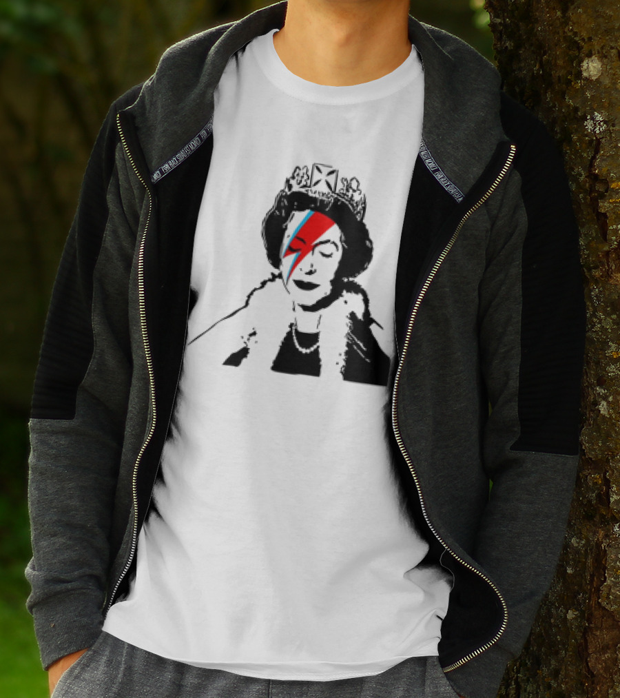 Queen Elizabeth Bowie Lightning Face Paint T-Shirt