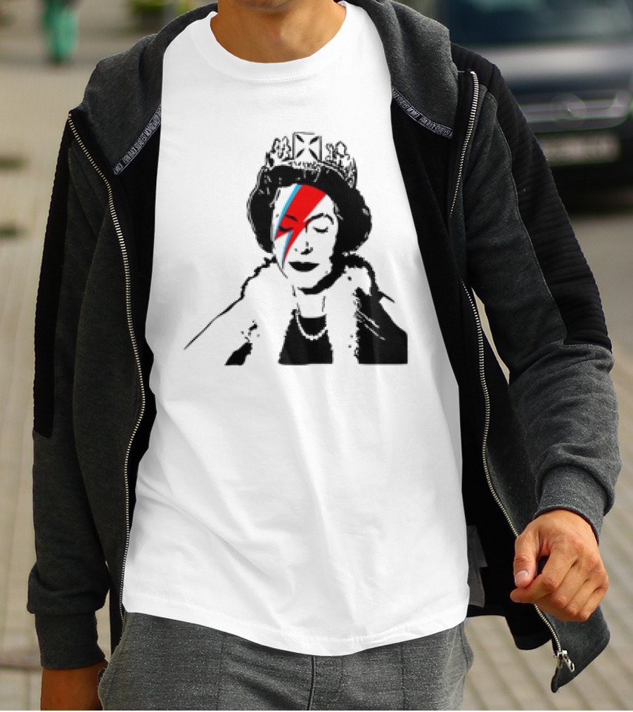 Queen Elizabeth Bowie Lightning Face Paint T-Shirt