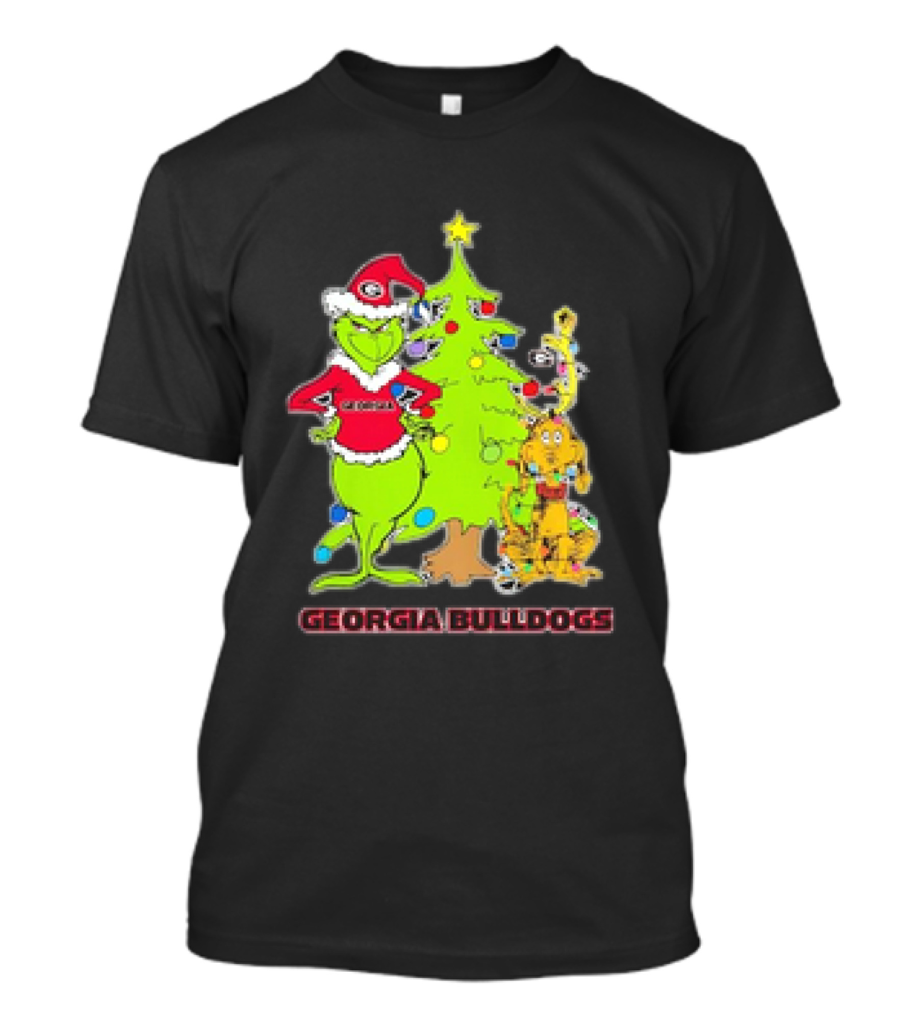 Georgia Bulldogs Grinch Christmas Tree Football T-Shirt
