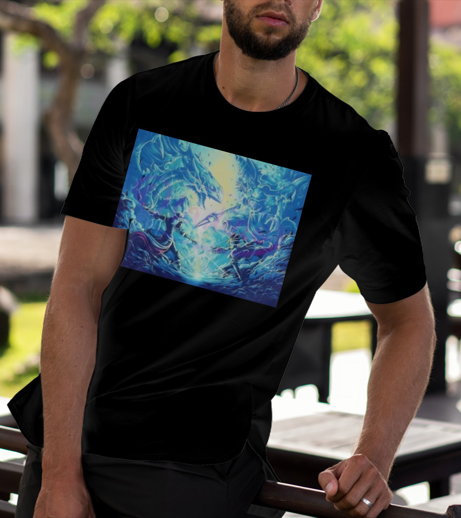 Yu Gi Oh Seto Kaiba Dueling Yugi Muto Blue-Eyes White Dragon And Dark Magician Showdown T-Shirt
