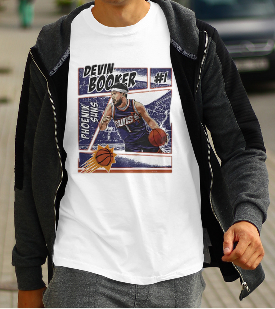 Devin Booker Phoenix Suns #1 Comic Vintage NBA Basketball T-Shirt
