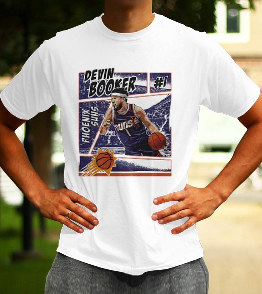 Devin Booker Phoenix Suns #1 Comic Vintage NBA Basketball T-Shirt