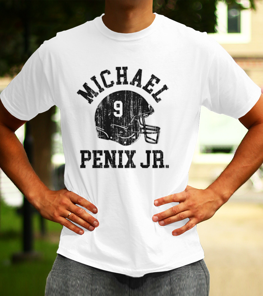 Michael Penix Jr. Vintage Font Football Helmet Number 9 T-Shirt