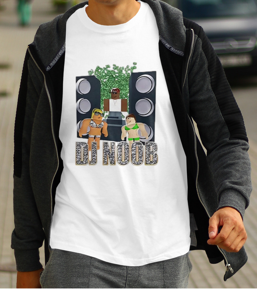 Roblox Video Game DJ Noob Party With Speakers And Characters T-Shirt