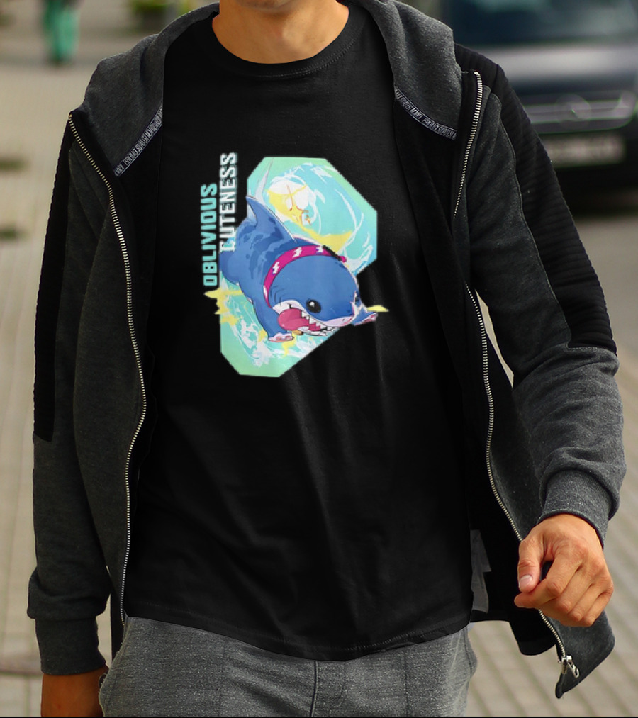 Oblivious Cuteness Shark Water Splash Adventure T-Shirt