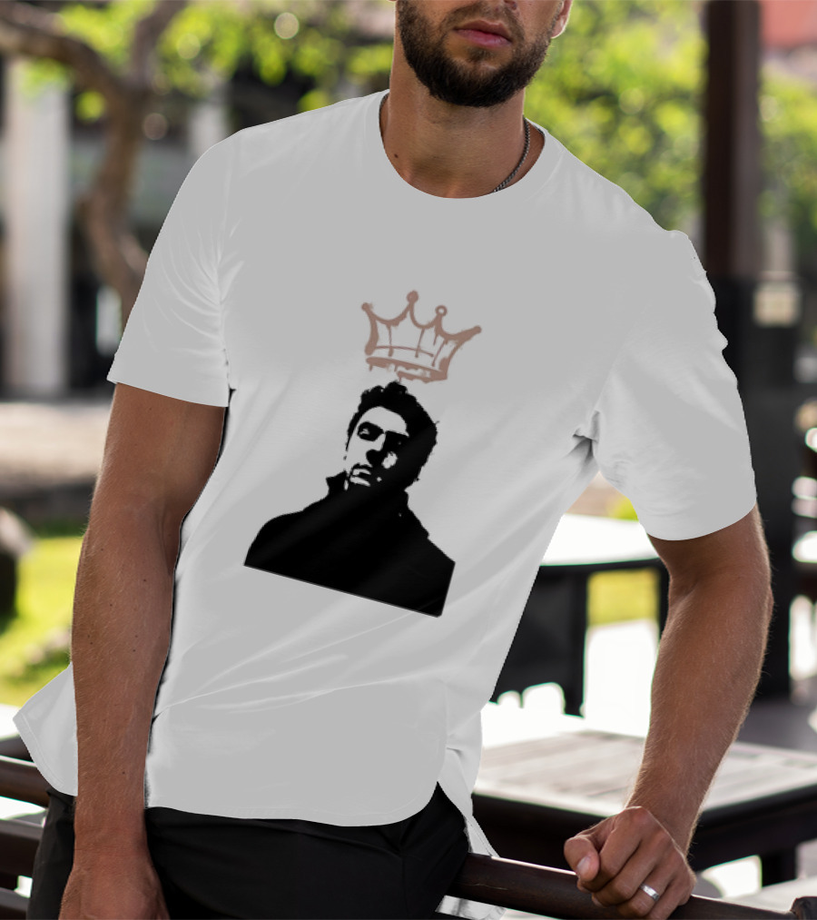 Mangione King Graffiti Crown Portrait Fitted Scoop T-Shirt