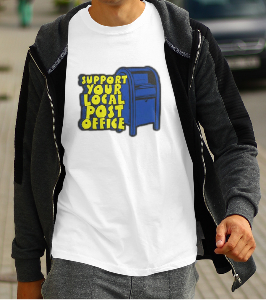 Support Your Local Post Office Blue Mailbox T-Shirt
