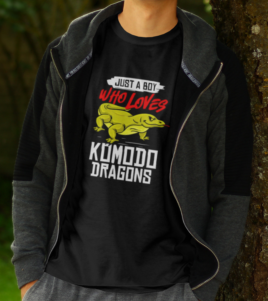 Just A Boy Who Loves Komodo Dragons With Yellow Lizard T-Shirt