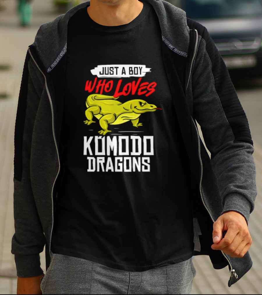 Just A Boy Who Loves Komodo Dragons With Yellow Lizard T-Shirt