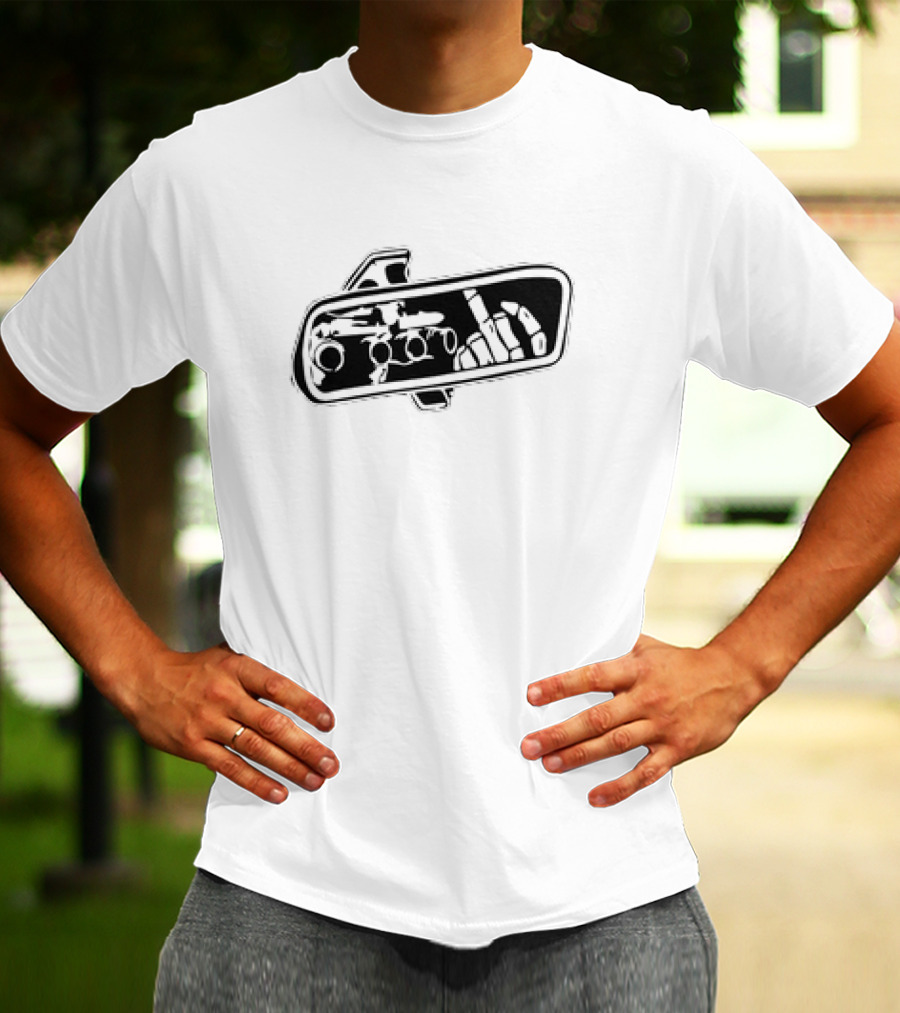 Rear View Bone Car Mirror Hand Gesture Airplane T-Shirt