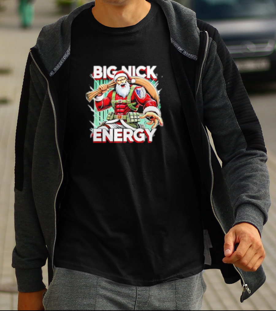 BIG NICK ENERGY Santa Warrior With Baseball Bat T-Shirt