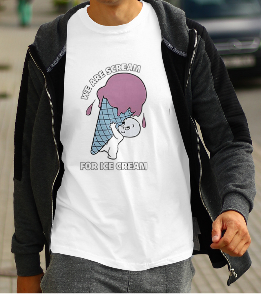 We Are Scream For Ice Cream Happy Ghost Hugging Purple Ice Cream Cone T-Shirt