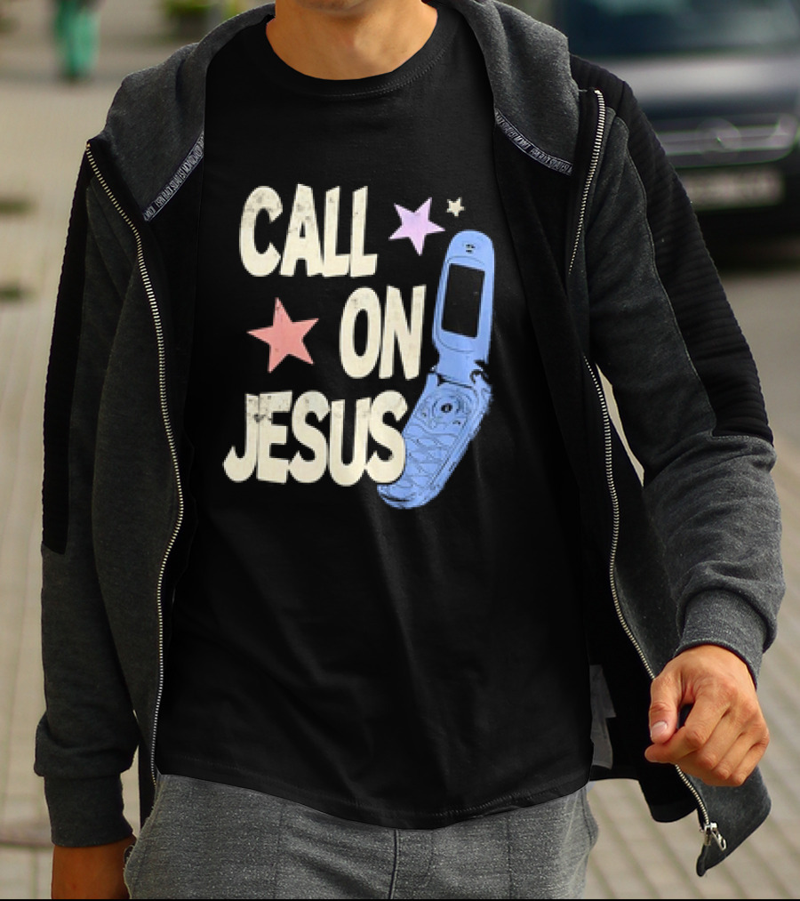 CALL ON JESUS STARS VINTAGE FLIP PHONE RETRO CASUAL T-Shirt