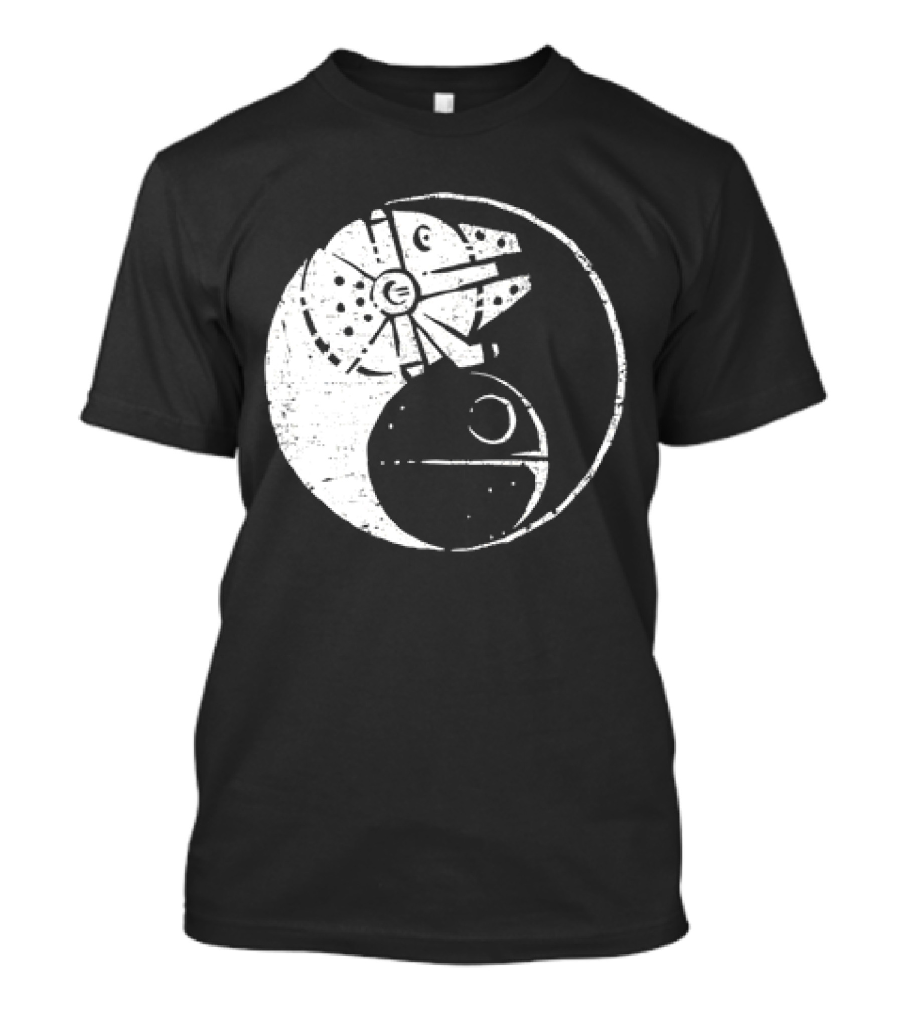 Millennium Falcon And Death Star Yin Yang Balancing The Force T-Shirt