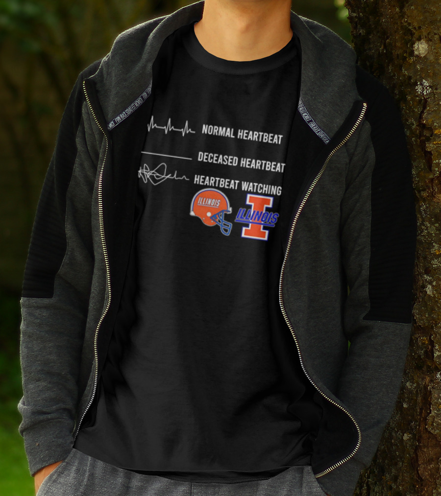 Normal Heartbeat Deceased Heartbeat Heartbeat Watching Illinois Fighting Illini T-Shirt